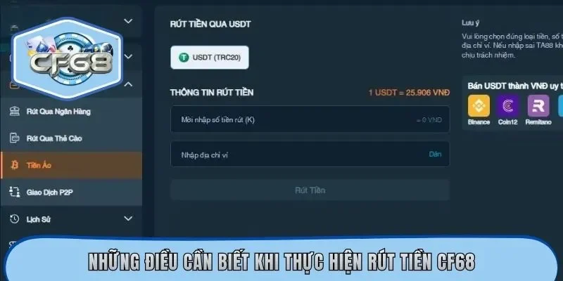 Những điều cần biết khi thực hiện rút tiền CF68